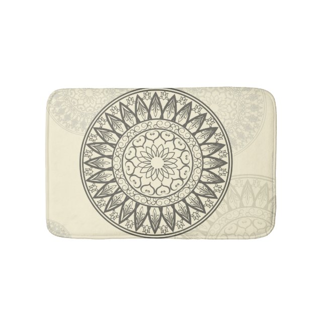 Tapis De Bain Mandala en doucement jaune (Devant)