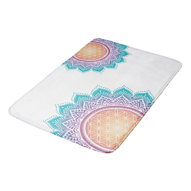 Tapis De Bain Mandala Fleur de vie soleil Badematte (Angle)