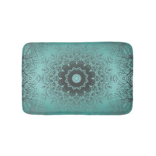 Tapis De Bain Mandala kaleidoscope en mosaïque vert motif o