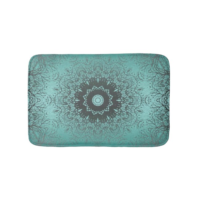 Tapis De Bain Mandala kaleidoscope en mosaïque vert motif o (Devant)