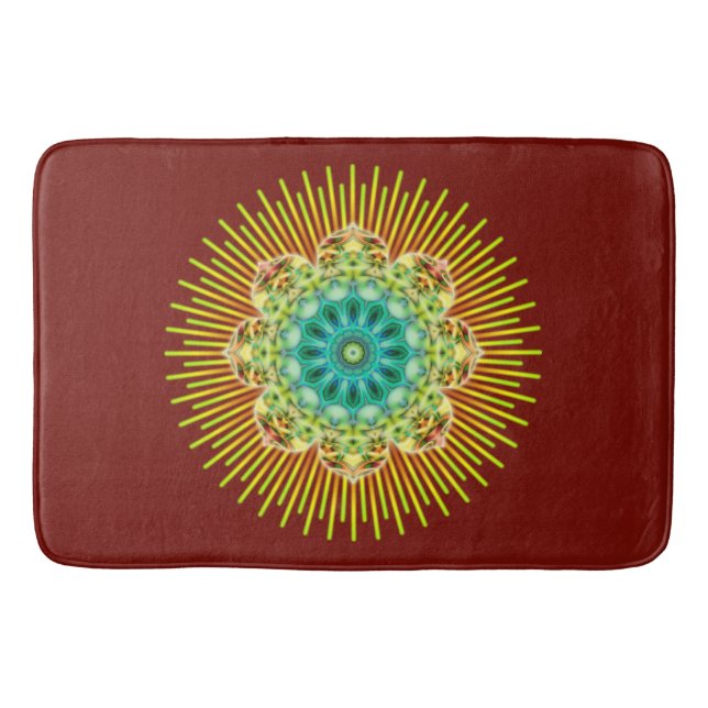 Tapis De Bain Mandala Lotus jaune vert + votre backgr. & idées (Devant)