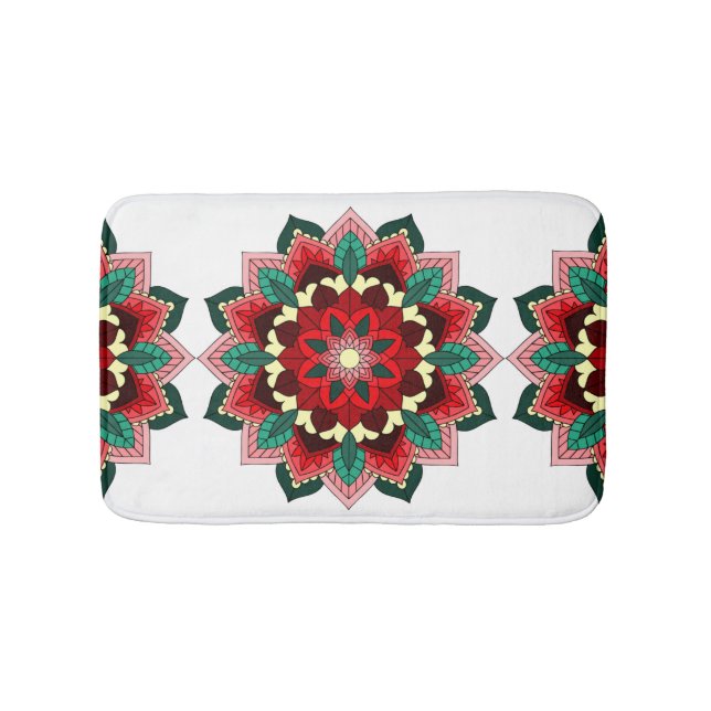 Tapis De Bain Mandala Motif 02 en rouge (Devant)