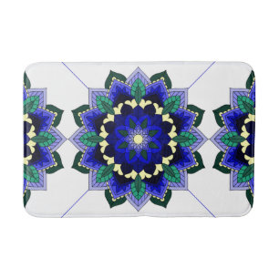 Tapis De Bain Mandala Motif 2002 en bain bleu foncé