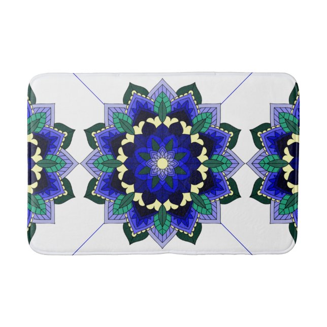 Tapis De Bain Mandala Motif 2002 en bain bleu foncé (Devant)