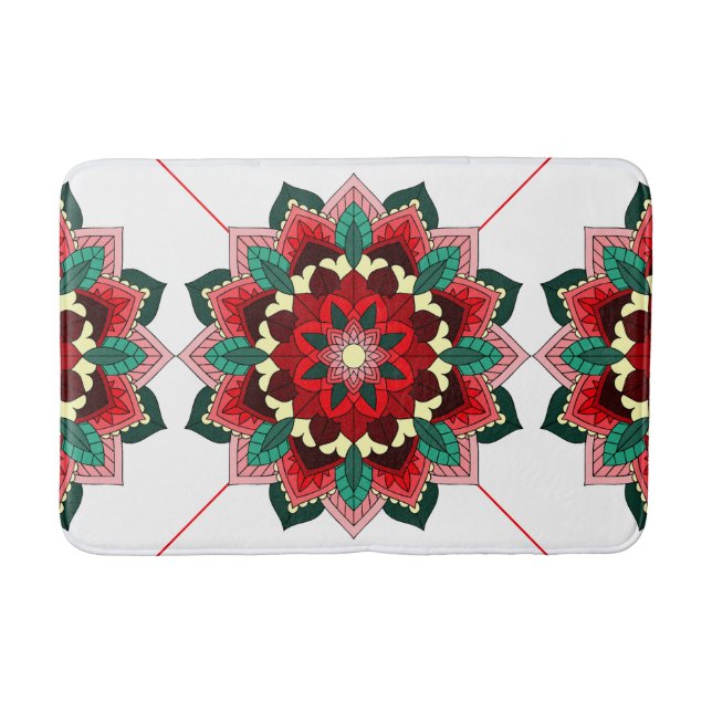 Tapis De Bain Mandala Motif 2002 en bain rouge (Devant)