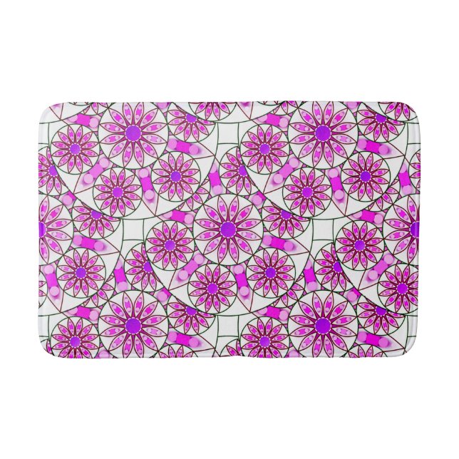 Tapis De Bain Mandala, motif, lavande, rose, rose chaud, blanc (Devant)