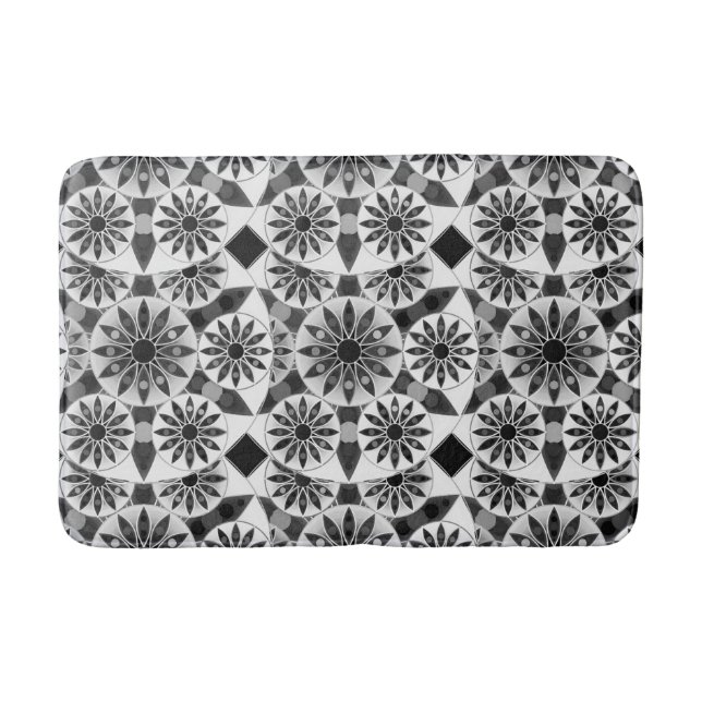 Tapis De Bain Mandala motif, noir, blanc et gris / gris (Devant)