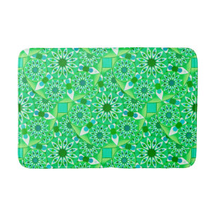 Tapis De Bain Mandala motif, vert émeraude et paon