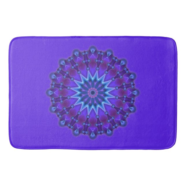 Tapis De Bain Mandala Star en bleu violet + votre dos. & idées (Devant)
