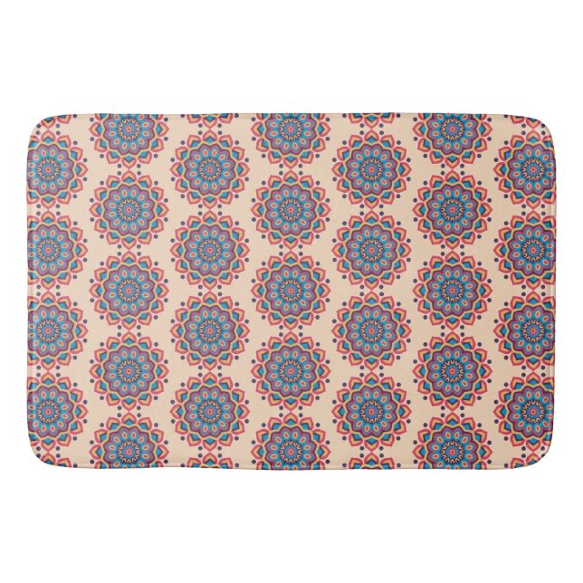 Tapis De Bain Mandala vibrant en code hexadécimal (Devant)