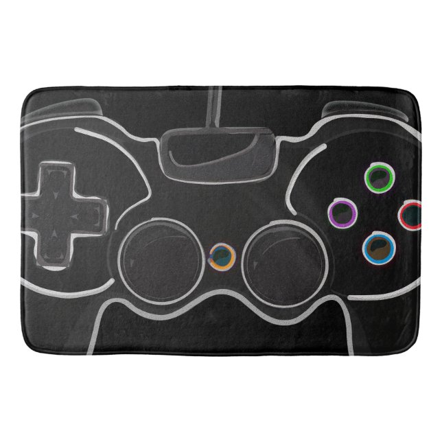 Tapis De Bain Manette de jeu vidéo noire Joueur (Devant)