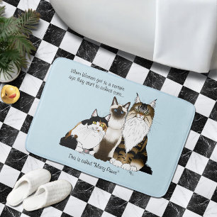 Tapis De Bain Many Paws Humour Drôle Ménopause Chat Dame Bleu