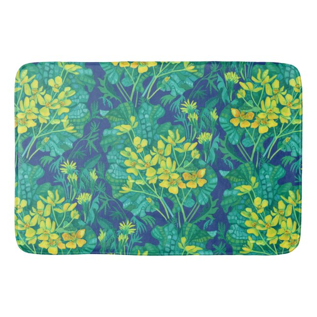 Tapis De Bain Marais Marigold Fleur sauvage Fleurs Jaunes Motif (Devant)