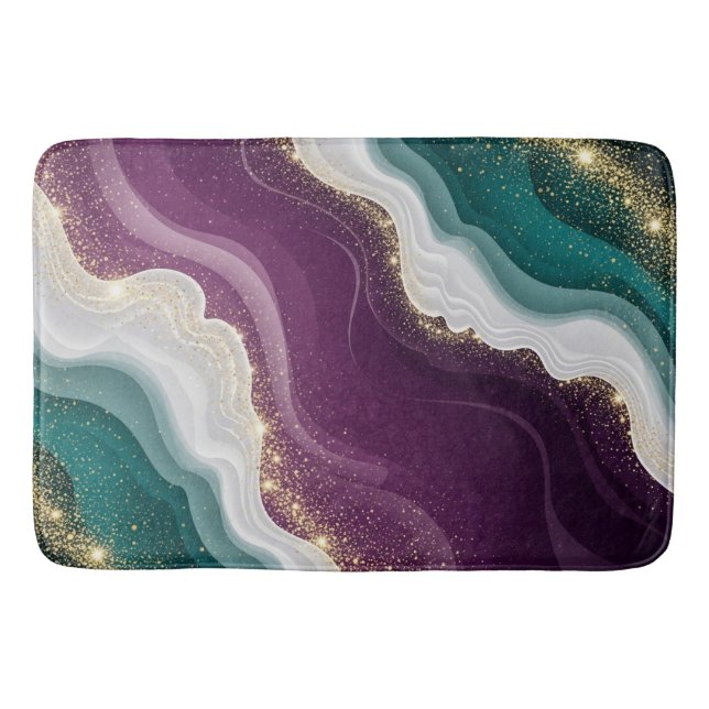 Tapis De Bain Marbre à motif paillettes or luxe (Devant)