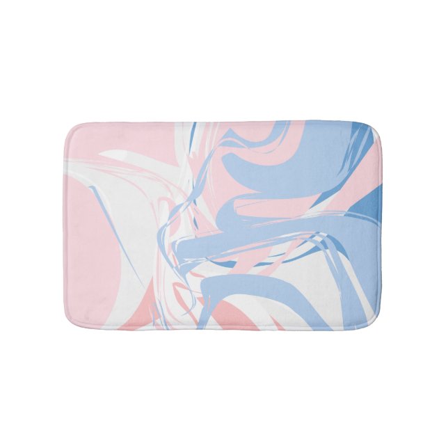 Tapis De Bain Marbre Abstrait Tourbillon Rose Blanc Bleu (Devant)
