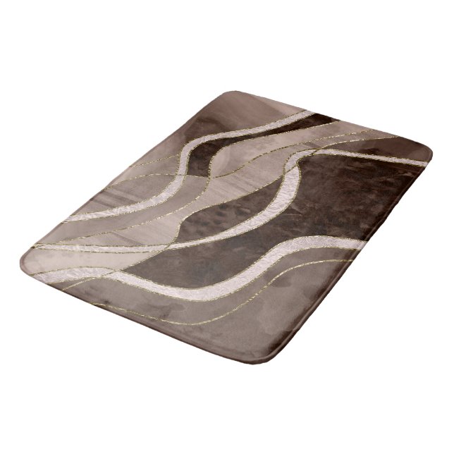 Tapis De Bain Marbre Agate Gold Glam 5 - paysage (Angle)