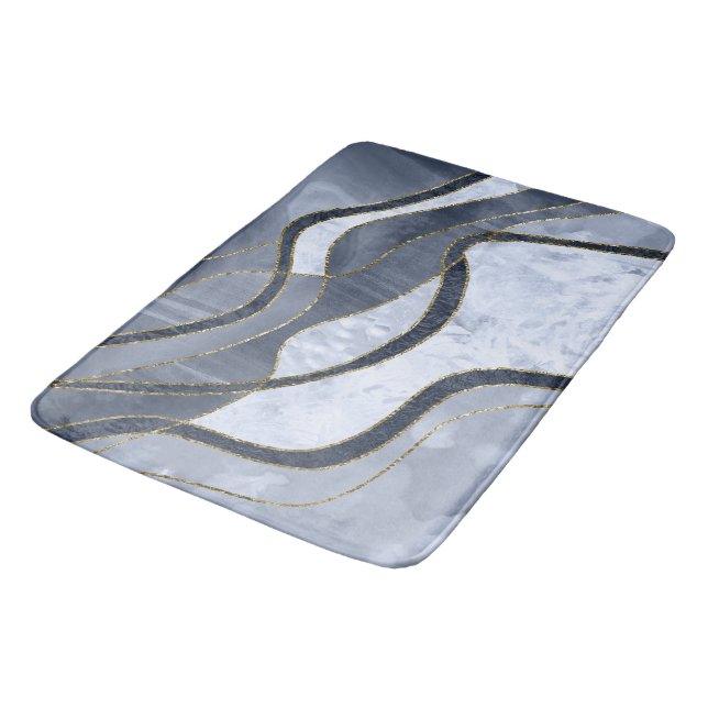 Tapis De Bain Marbre Agate Or Glam 8 - paysage (Angle)