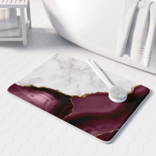 Tapis De Bain Marbre blanc agate de Bourgogne dorée
