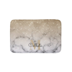 Tapis De Bain Marbre blanc de Parties scintillant or glamour Omb