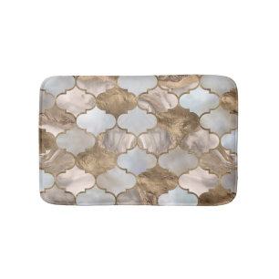 Tapis De Bain Marbre blanc de treillis marocain et or