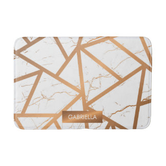 Tapis De Bain Marbre blanc et doré