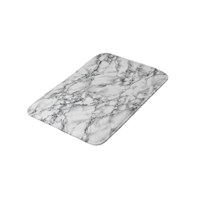 Tapis De Bain Marbre blanc Salle de bain en pierre Mat Design mo (Angle)