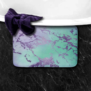 Tapis De Bain Marbre chic Lavande violet et vert menthe