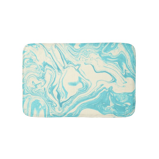 Tapis De Bain Marbre cool design en Turquoise et Crème (Devant)