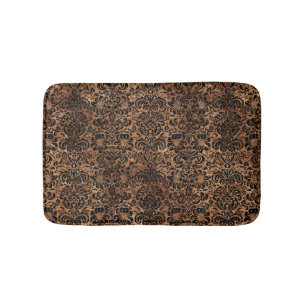 TAPIS DE BAIN MARBRE DAMASK2 NOIR ET BRUN (R) EN PIERRE