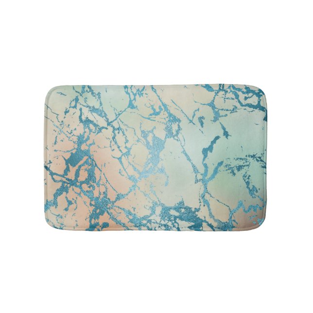 Tapis De Bain Marbre de luxe | Belle veine Turquoise jaune et co (Devant)