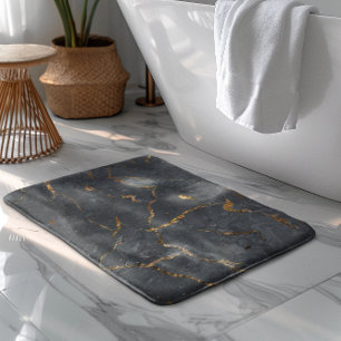 Tapis De Bain Marbre de luxe noir et or texture