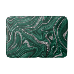 Tapis De Bain Marbre de Parties scintillant d'argent noir vert