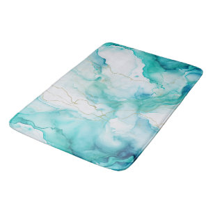 Tapis De Bain Marbre d'encre Mint Aqua
