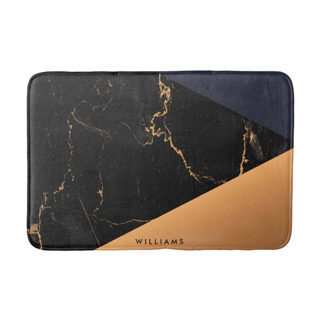 Tapis De Bain Marbre doré géométrique (Devant)