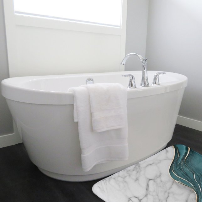 Tapis De Bain Marbre doré Turquoise foncé moderne (Créateur téléchargé)