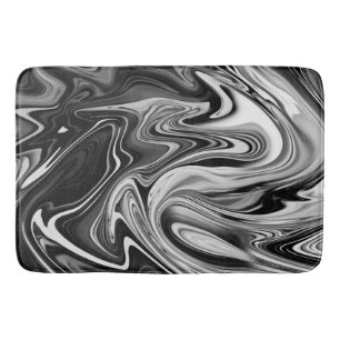 Tapis De Bain Marbre élégant 7 - Noir et blanc liquide