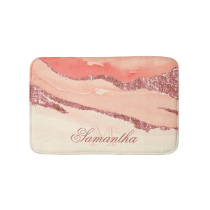Tapis De Bain Marbre et Parties scintillant or rose