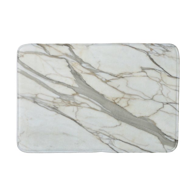 Tapis De Bain Marbre fin, granit gris blanc texture pierre (Devant)