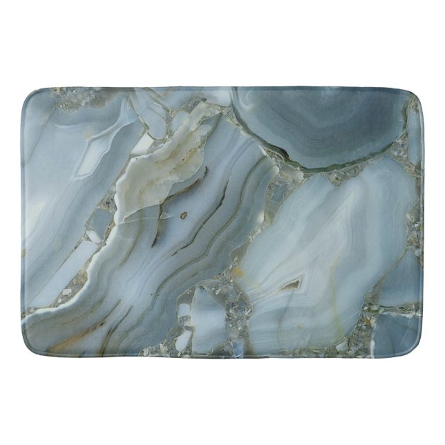 Tapis De Bain Marbre gris bleu avec Veine or (Devant)