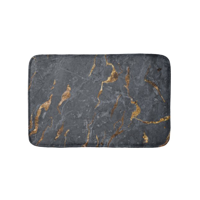 Tapis De Bain Marbre gris doré tendance cool (Devant)