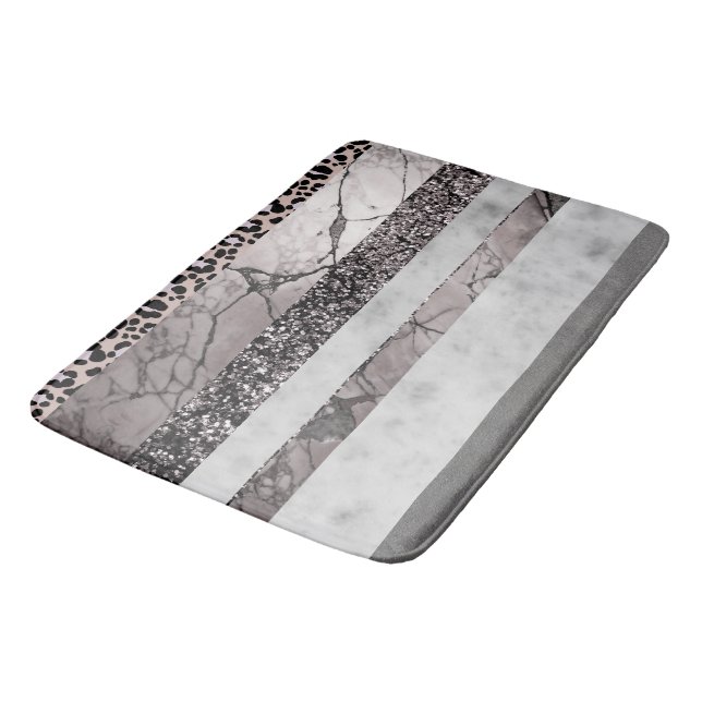 Tapis De Bain Marbre léopard pailleté rayures Glam 1 (Angle)