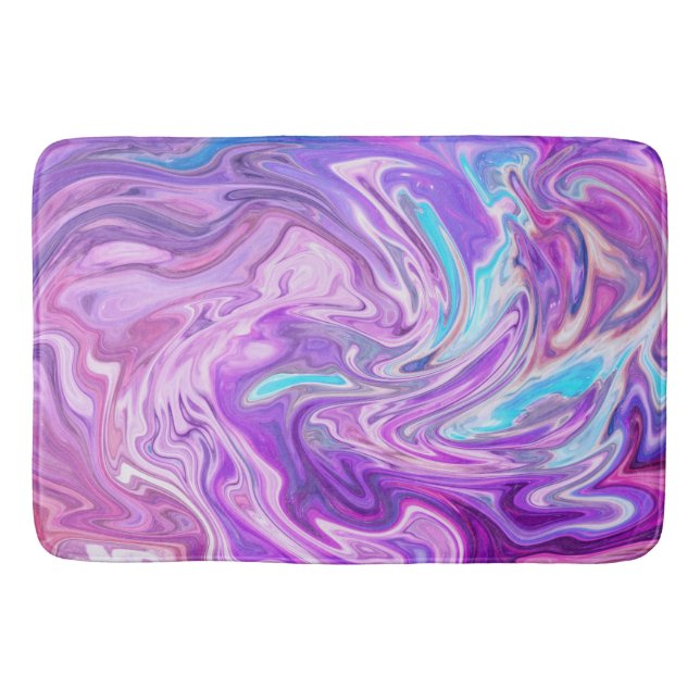 Tapis De Bain Marbre Liquide Abstrait Violet (Devant)