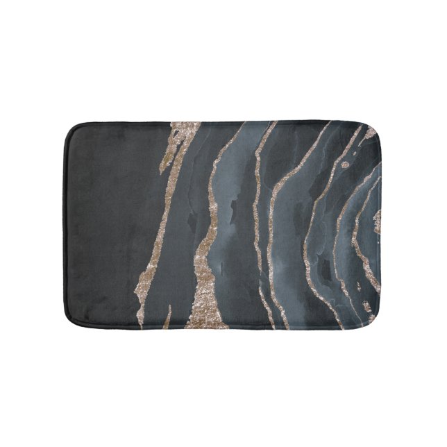 Tapis De Bain Marbre Moderne Pierre, Or Noir (Devant)