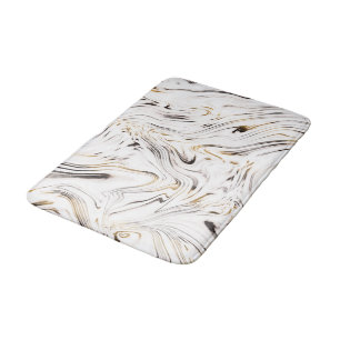 Tapis De Bain Marbre noir argent liquide #1