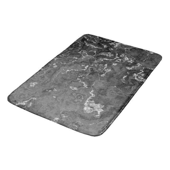 Tapis De Bain Marbre noir, blanc et gris abstrait (Angle)