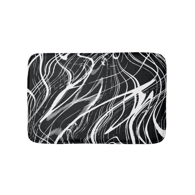 Tapis De Bain Marbre noir blanc : Vintage Abstrait (Devant)