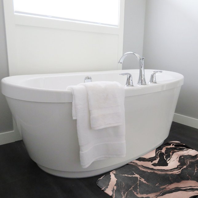 Tapis De Bain Marbre noir et or rose chic moderne (Créateur téléchargé)