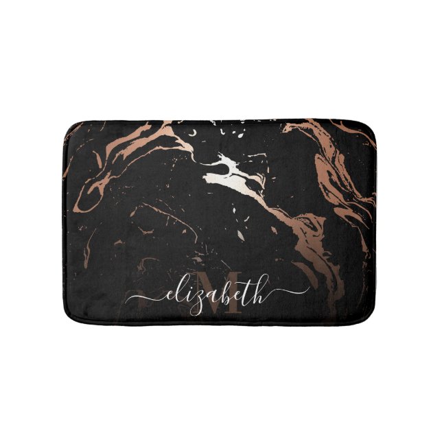 Tapis De Bain Marbre noir rose or (Devant)