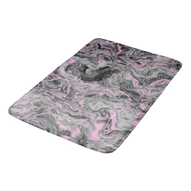Tapis De Bain Marbre rose et gris abstrait (Angle)