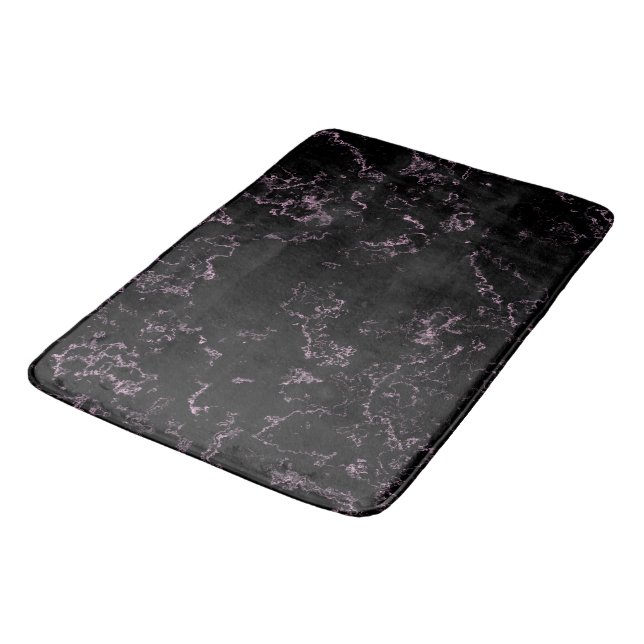 Tapis De Bain Marbre rose et noir abstrait (Angle)